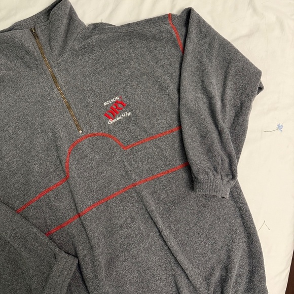 VINTAGE Molson Dry Special Day two-toned 1/4 zip fleece sweatshirt - Picture 2 of 10